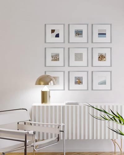 10x10 Silver Metal Picture Frames Matted to 5x5