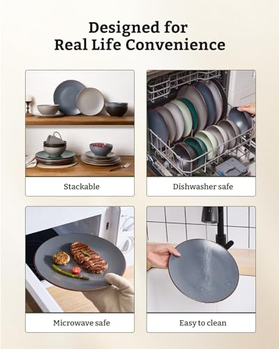Venus Stoneware Dinnerware Sets with Pasta Bowls (16 Count)