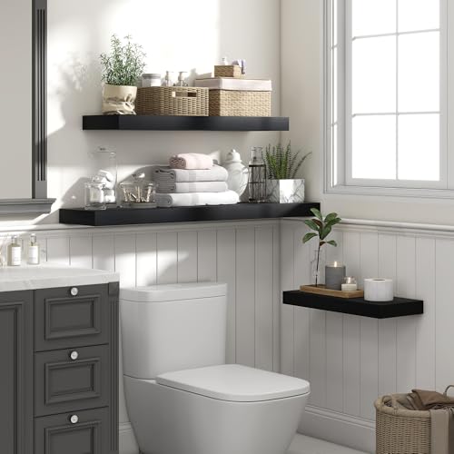 Floating Shelves 31.5" W x 10.3" D Black Set of 2 (2 Count)
