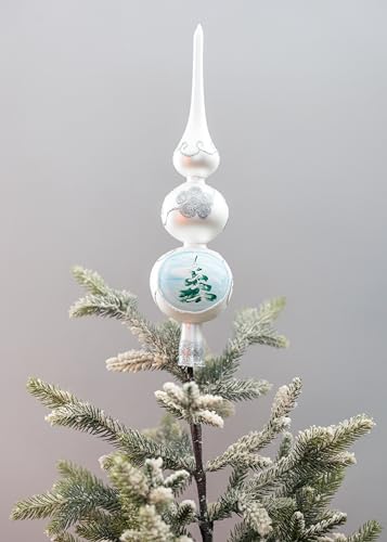 Christmas Tree Topper Ornaments Mouth Blown Ornament Glass Finial Tree Topper Hand Decorated Made in Poland