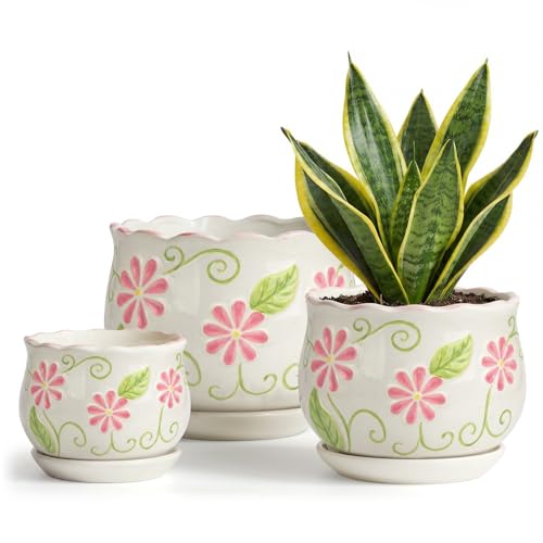 Pink Ceramic Flower Pots (3 Count)