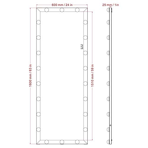 65" x 24"Full Length Mirror with Lights and Stand Touch Control