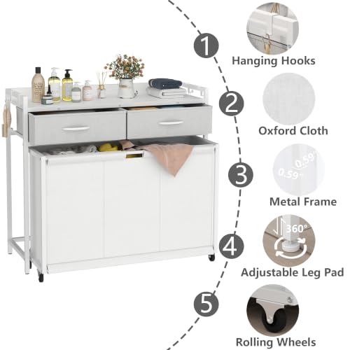Laundry Hamper Laundry Basket with 3 Section Pull