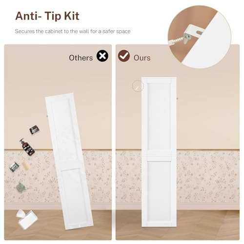 Tall Storage Cabinet with Adjustable Shelf & 2 Drawers