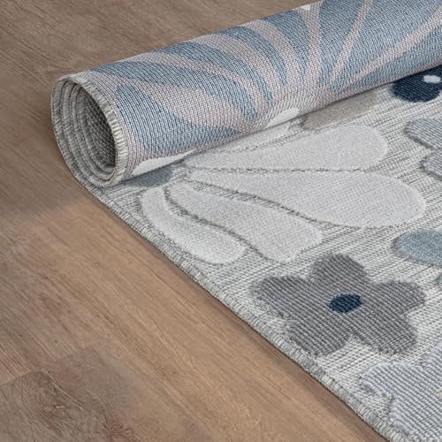 Outdoor Rug 5x7 Modern Floral Tropical Area Rugs for Outdoor and Indoor Patio Easy to Clean Non Shedding Living Room Porch Garden Washable Outside Carpet (35 Sq Ft)