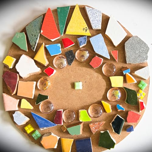 200g Ceramic Mosaic Tiles for Crafts Pebble Green and Coffee
