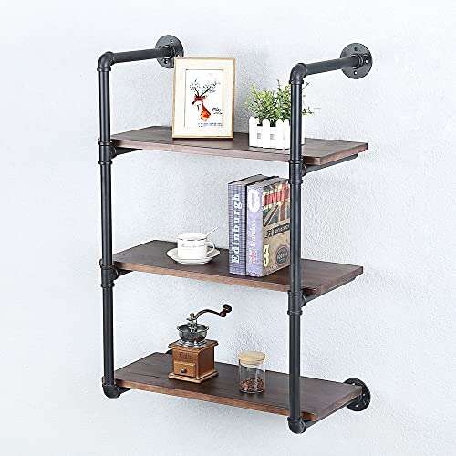Industrial Pipe Shelves With Wood Planks