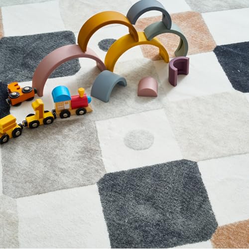 Round Kids Rug 5ft Washable Playroom Colorful Play Mat Marble (19.63 Sq Ft)