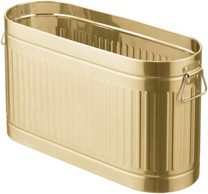 mDesign Large Steel Free Standing Toilet Paper Organizer, 6-Roll Tissue Storage Holder Container for Bathroom Floor, Fits Under Sink, Vanity, Shelf, In Cabinet, or Corner Oscar Collection - Soft Brass
