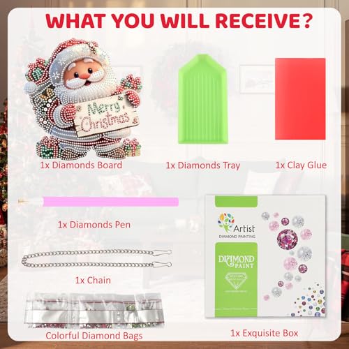 Christmas Santa Claus Diamond Art Hanging Kits for Adult