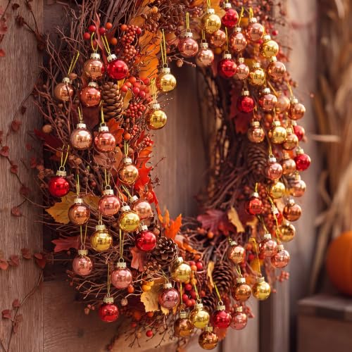 32 Pcs 1'' Mini Glass Fall Thanksgiving Ornament (32 Count)