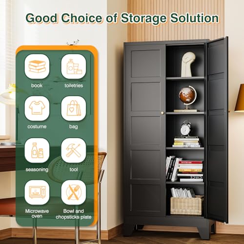 71" H Metal Storage Cabinet with 2 Doors and 4 Shelves