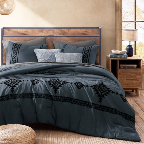Embroidery California King Comforter Set 7 Pieces Bed in a Bag