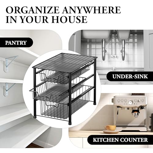 Stackable 3 Tier Sliding Basket Organizer Drawer