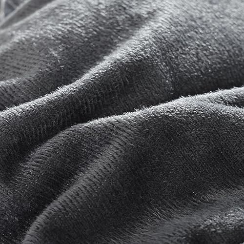 Fluffy King Size Comforter Set Dark Grey Faux Fur Comforter Set 3Pcs