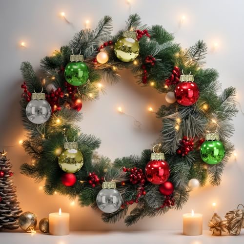 32 Pcs 1'' Mini Glass Christmas Ornament (32 Count)