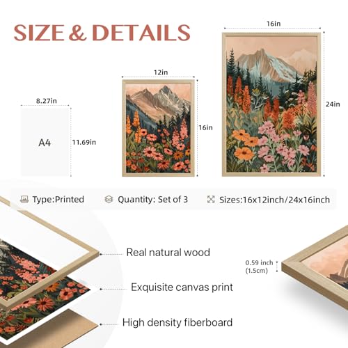 Mountain Wildflower Wall Art Set of 3