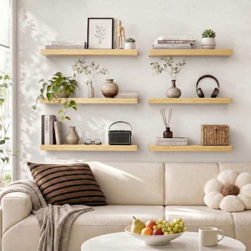 Floating Shelves 39.4" W x 9.3" D Oak Set of 2 (2 Count)