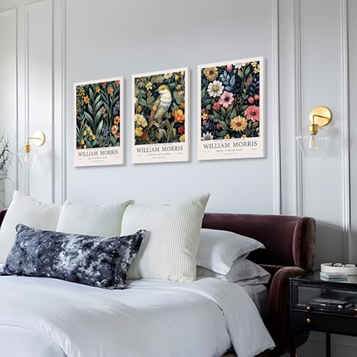 Wrapped Canvas Morris Floral Bird Wall Art Set of 3 (3 Count)