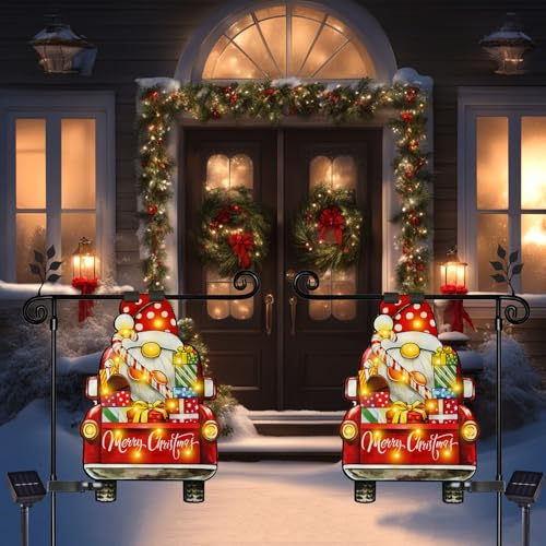 12x18 Lighted Christmas Dwarf Garden Flag
