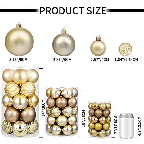 24ct Champagne Christmas Ornaments for Tree Decorations (24 Count)