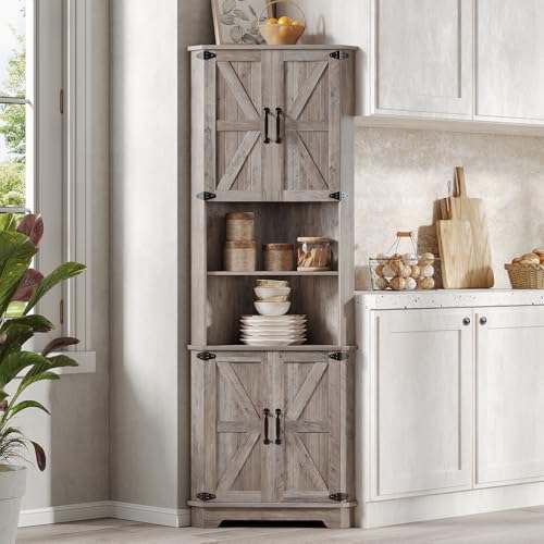 68.9" Tall Farmhouse Style Corner Cabinet