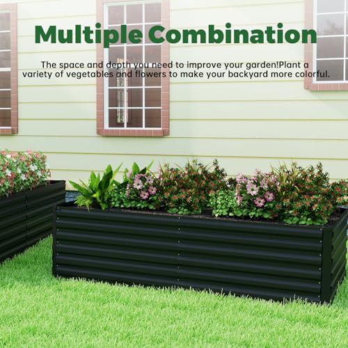8x4x3ft Outdoor Metal Raised Garden Bed (2 Count)