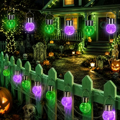 Halloween Solar Lights Outdoor Solar Hanging Lanterns Outside 12PC (12 Count)