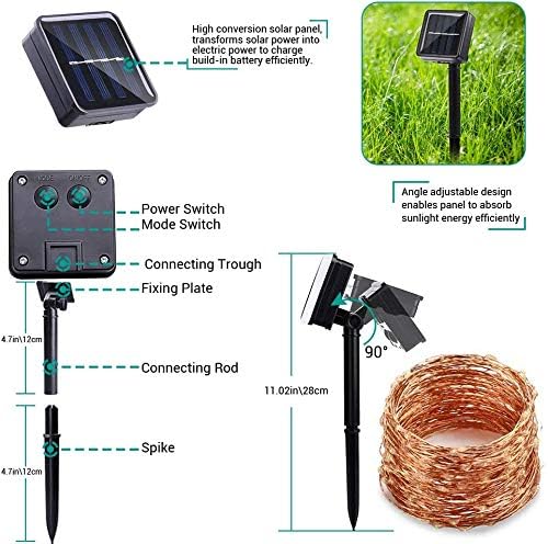 Lomotech Solar String Lights Outdoor - 2 Pack Total 66ft 200LED Solar Fairy Lights Waterproof 8 Modes Twinkle Lights for Outdoor, Patio, Garden, Yard, Party, Wedding, Tree Decoration (Blue)