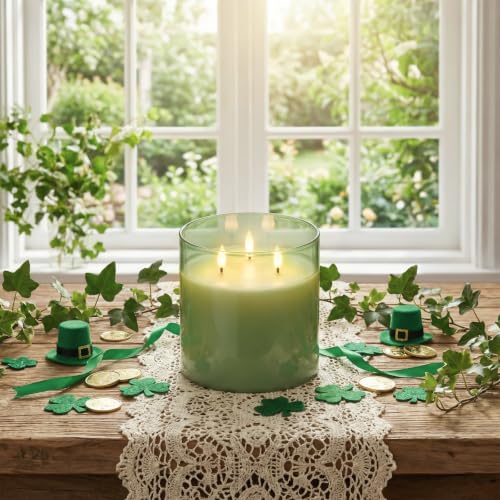 Sage Green Large Glass Flameless LED Candle