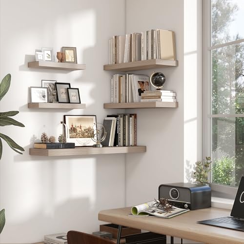 16 inch Grey Floating Shelves for Wall