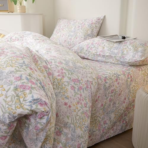 Botanical Floral Comforter Set Queen Aesthetic Cottagecore Bedding Set