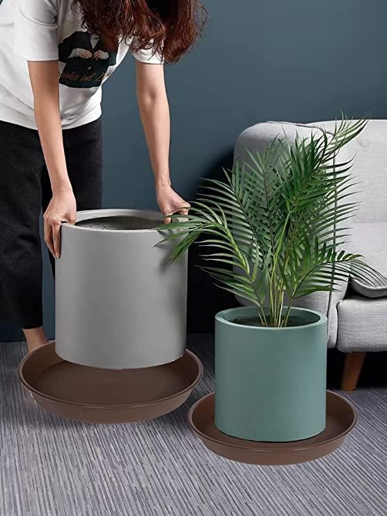 6 Pack of 8 inch Plant Saucer, Heavy Duty Plastic Plant Water Tray 8 inch Round, Pebble Tray, Flower Plant Saucers for Indoors No Holes, Plant Dishes Saucer for Planter 7"/8" (8", Chocolate)