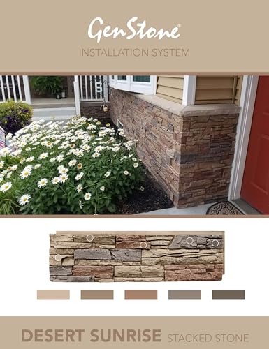 Faux Stacked Stone Left Corner Panel 12.5" x 11.25" in Desert Sunrise Color for Do It Yourself Friendly Home Improvement Projects