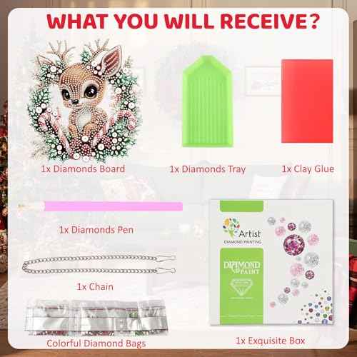 Christmas Deer Diamond Art Hanging Kits for Adult