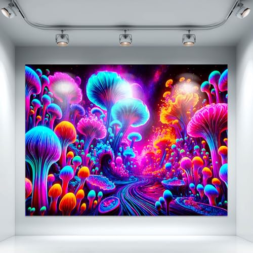 Blacklight Tapestry Fantasy Forest Room Decor 78 x 59 Inch