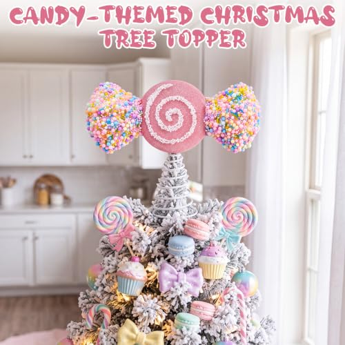 Christmas Tree Topper Decor 9.8" Pastel Candy Cane Treetop Ornament