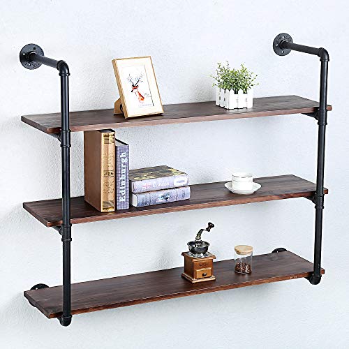 Industrial Pipe Shelves With Wood Planks
