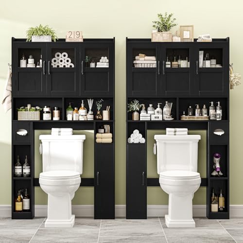 Farmhouse Over The Toilet Cabinet with 3 Acrylic Doors