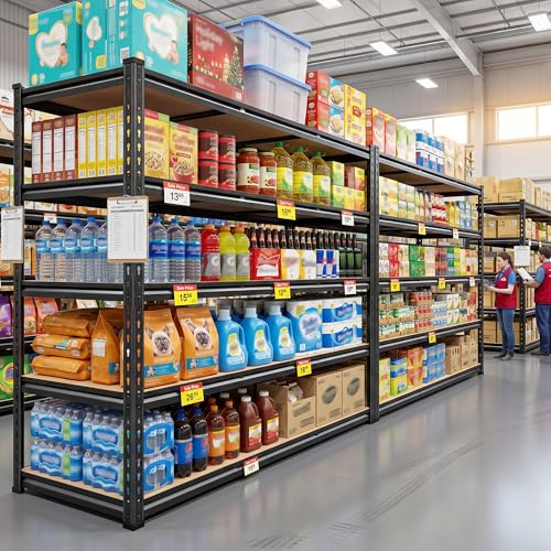 48" W Garage Shelving 3080LBS Storage Shelves 5 Tier Heavy Duty Shelving Adjustable Garage Shelves for Basement (2 Count)