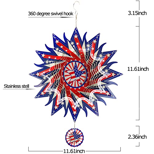 12in American Flag Patriotic Wind Spinner Gifts for Men Dad