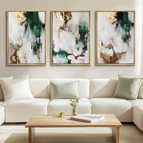 3Pcs Green And Gold Canvas Wall Art (3 Count)
