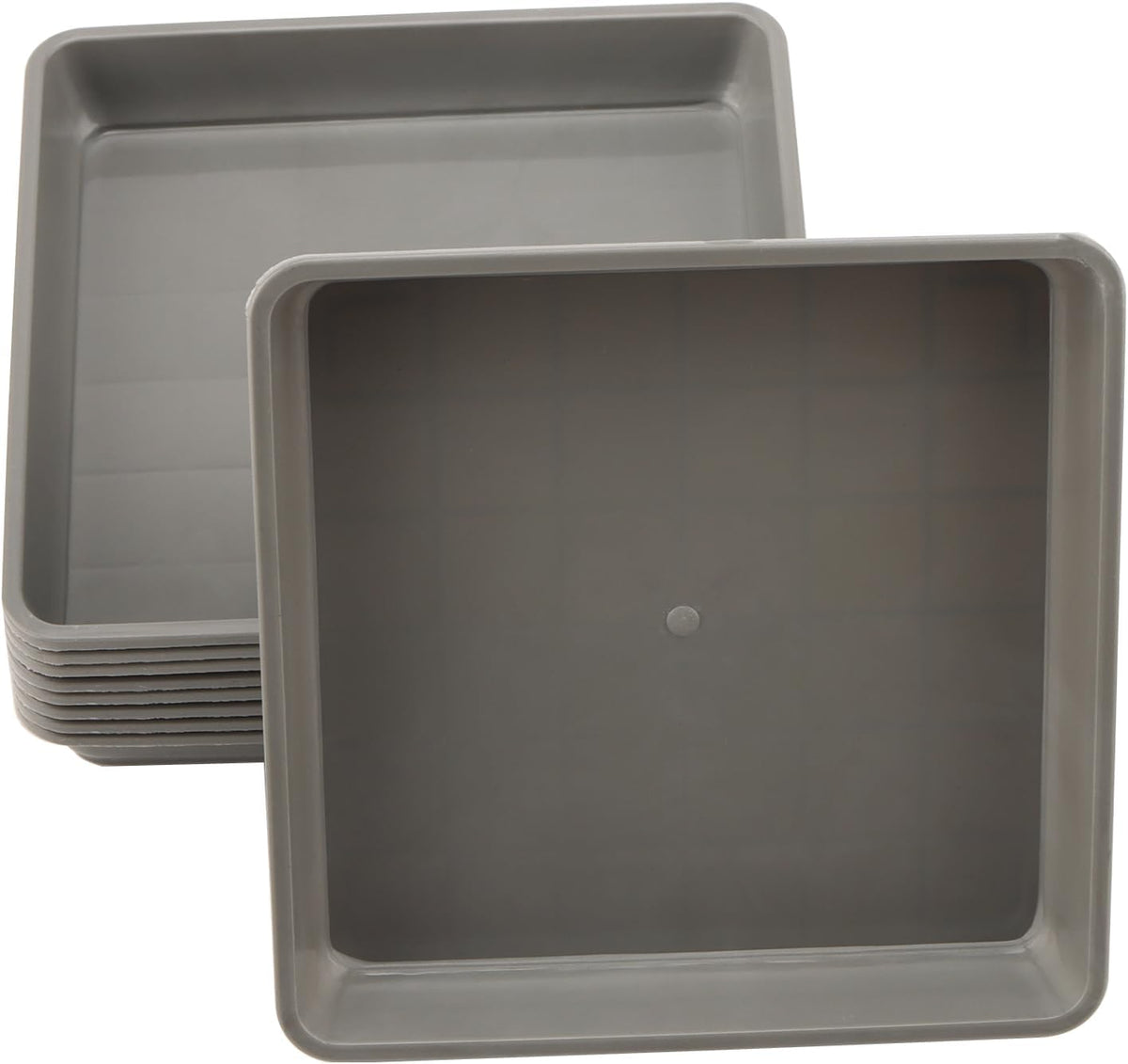 JOIKIT 10 PCS 11.4 x 11.4 Inch Square Plant Saucer, Plastic Plant Saucer Drip Tray, Square Flower Pot Tray for Indoors and Outdoor Plant Pots, 1.6 Inch Deep, Gray