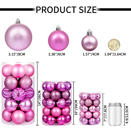 60mm 2.36" Christmas Ball Ornaments Shatterproof Christmas Ornaments Set Decorations for Xmas Tree Balls (34 Count)
