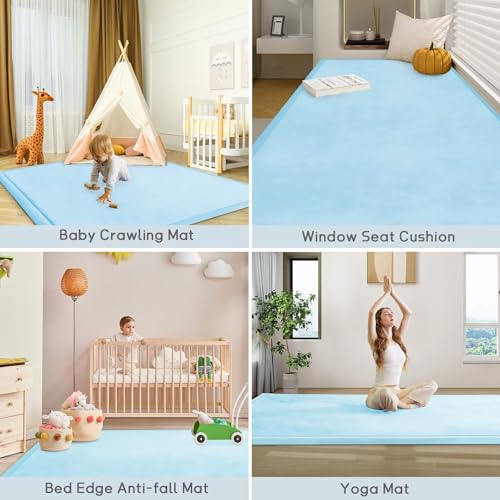Baby Play Mat for Floor Nursery Muscle Area Rug Playroom Rug 74x50" Elastic Foam 1.3" Thick Crawling Mat for Babies