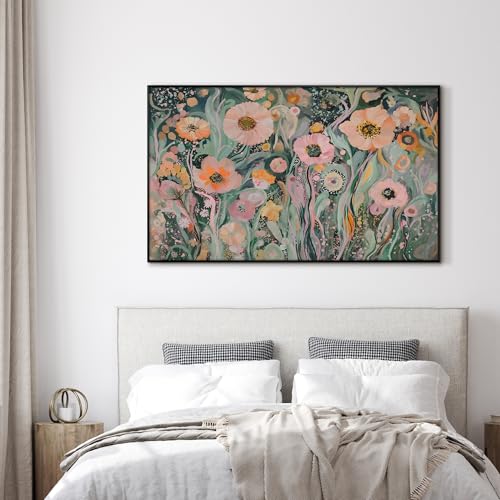 30"x60" Extra Large Framed Wall Art Whimsical Garden Bloom