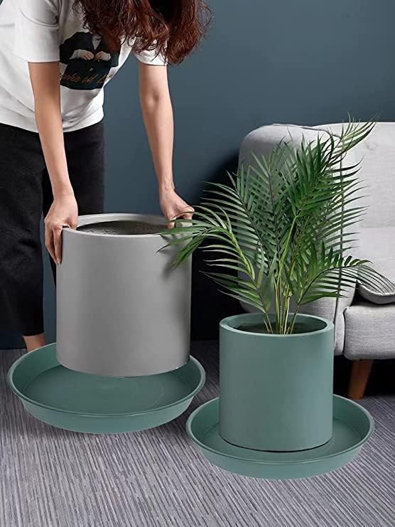 6 Pack of Bird Bath Bowl 8 inch, 8 10 12 14 16 18 20 inch Heavy Duty BirdBath Bowls only, Durable Plastic Round Large Plant Saucer Dish for Garden (8", Green)