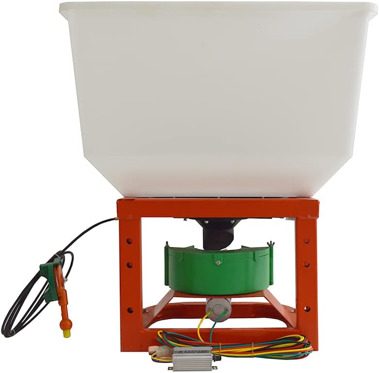 ATV/UTV Seed Fertilizer Spreader Broadcast Spreader 265lbs Garden Farmer Tractor Spreader 12V Variable Easy Fix Fertilizer Hopper Dry Material Spreader