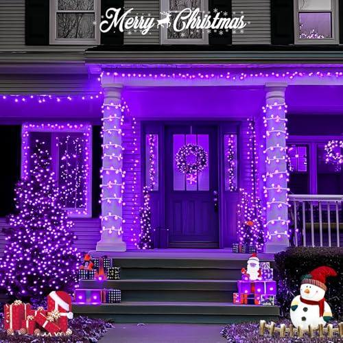 8 Modes 163 FT 500 LED Purple Halloween Lights with Remote (163 Foot)