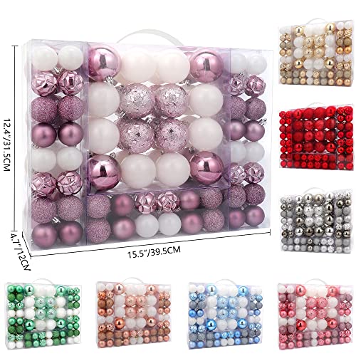 87ct Christmas Ball Ornaments Set Shatterproof Seasonal Hanging Decorations with Reusable Hand (87 Count)